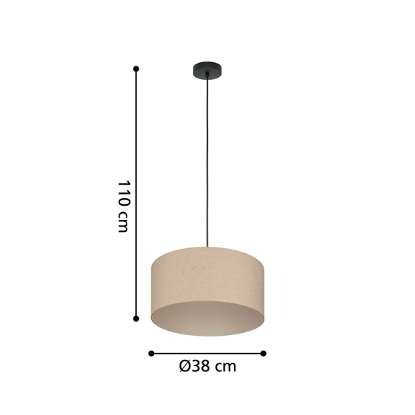 Lámpara colgante cilíndrica de tela E27 FENIGLIA EG4334