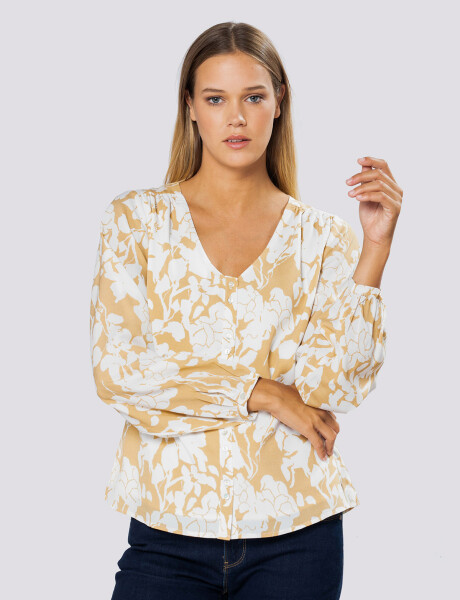 BLUSA ESTAMPADA Mostaza