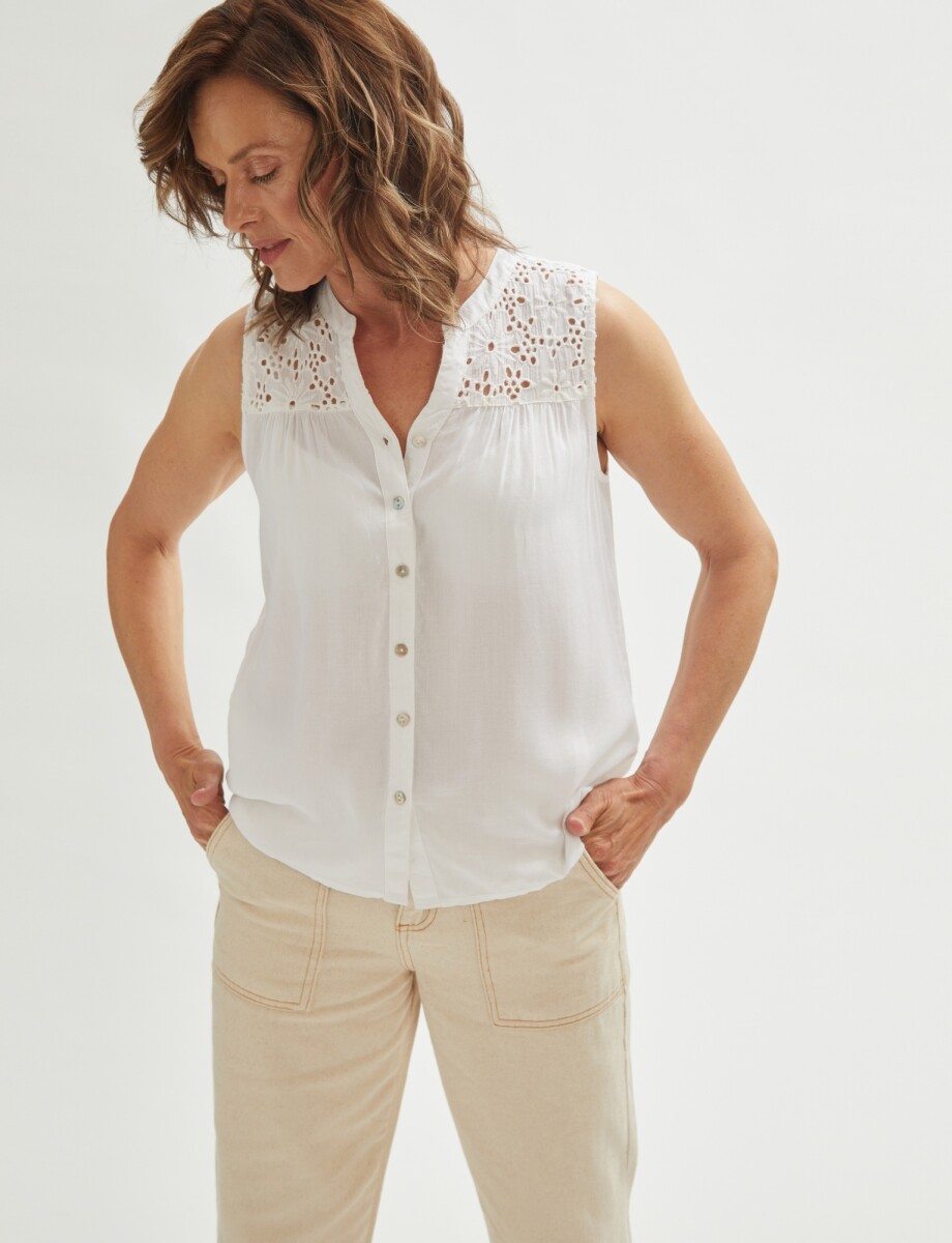 Camisa con broderie - blanco 