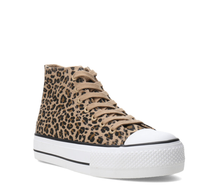 Championes MissCarol Track Tipo Bota Acordonado Con Plataforma Femenino Animal Print