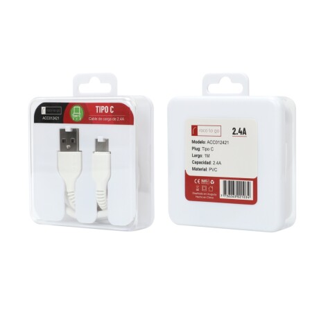 Cable De Datos Roca To Go Usb A A Usb C 100Cm 2.4A Ub BLANCO