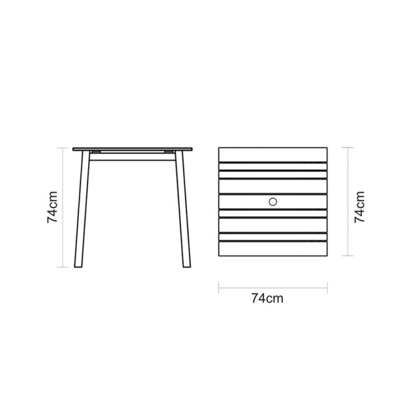 Mesa cuadrada de madera 74cm. "VERONA" -TRAMONTINA TB7105