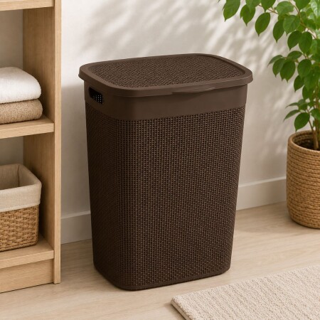 CESTO PARA ROPA SIMIL RATTAN 55 LITROS MARRON CESTO PARA ROPA SIMIL RATTAN 55 LITROS MARRON