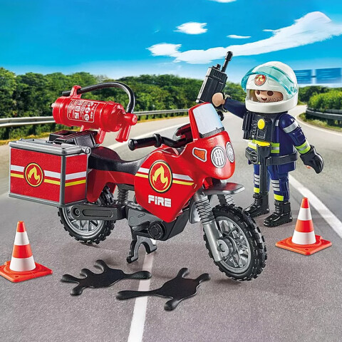 Bombero Rescatista en Moto Playmobil 21 Piezas U