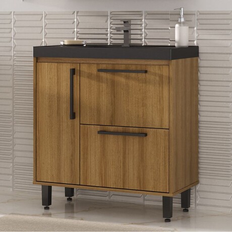 MUEBLE DE BAÑO 80 CM CON MESADA - MIEL/NEGRO MUEBLE DE BAÑO 80 CM CON MESADA - MIEL/NEGRO