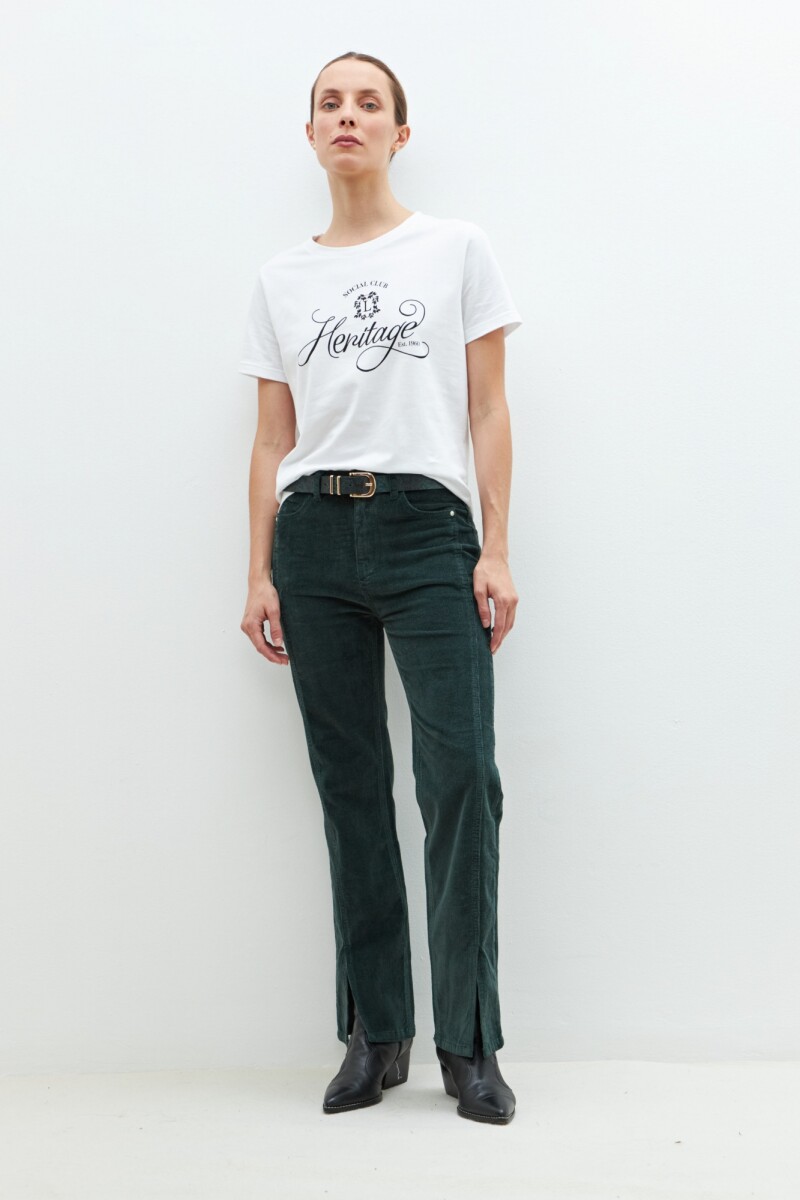Pantalón Donna de pana con tajos verde petroleo