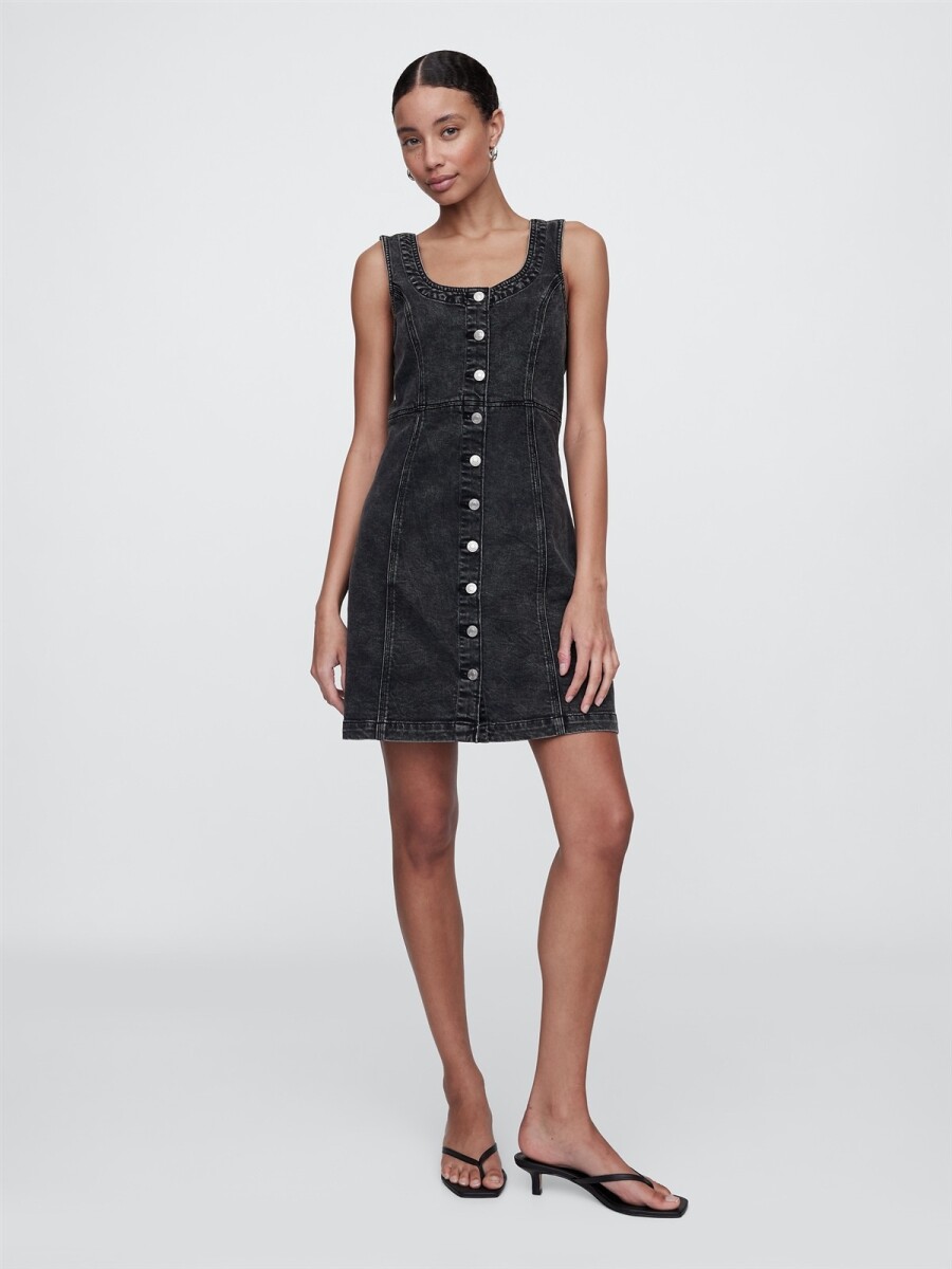 Vestido De Jean Con Botones Mujer - Black Wash 