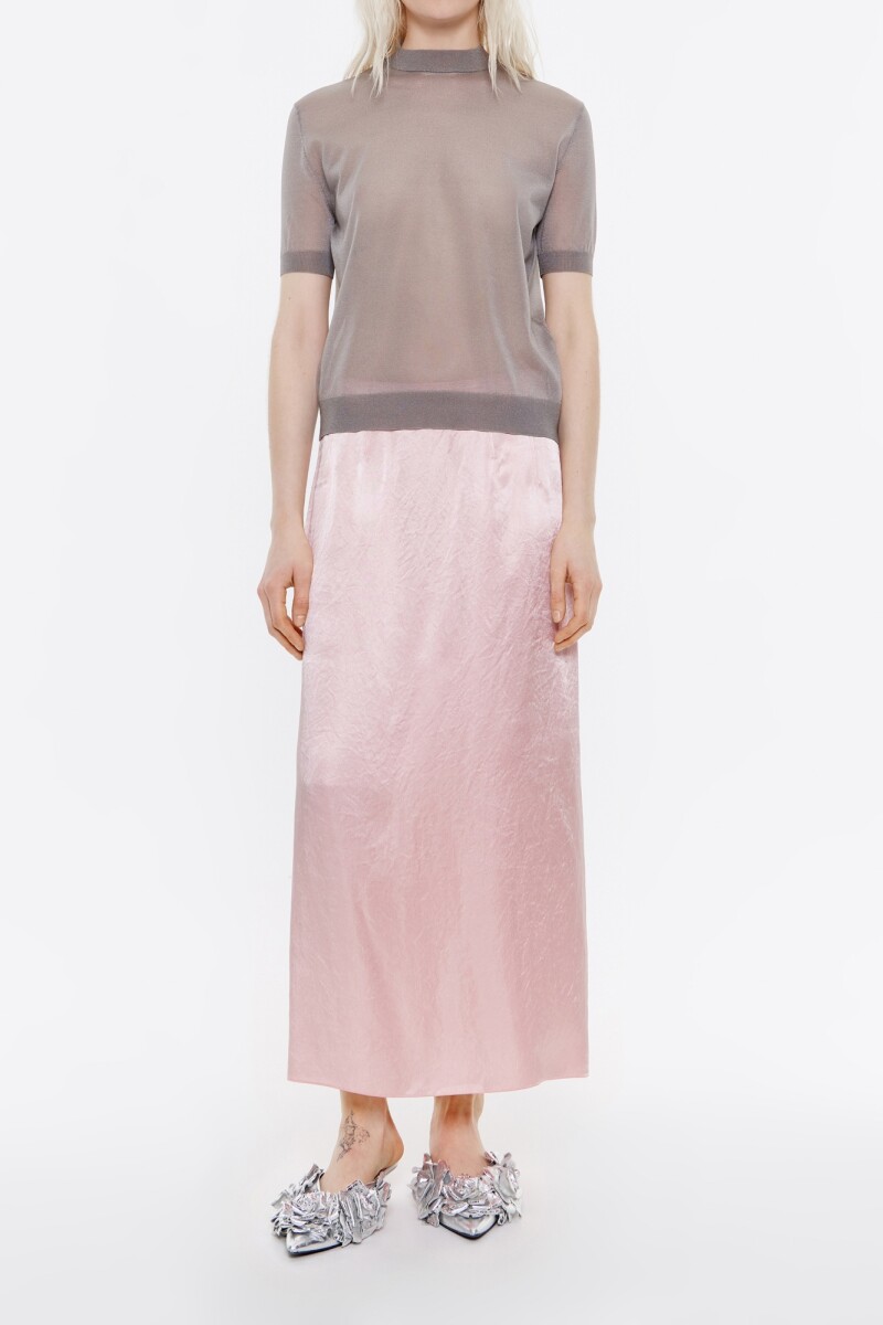 FALDA MIDI SATEN Rosa