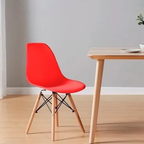 Set 4 Sillas Diseño Eames para Comedor Living Dormitorio Rojo