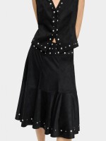 Falda Midi Con Tachuelas negro