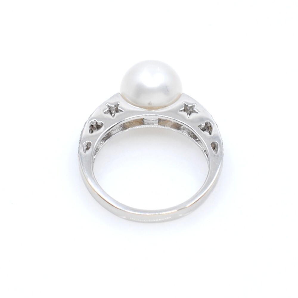 Anillo oro 18k blanco,brillantes y perla de cultivo 9,5mm Anillo oro 18k blanco,brillantes y perla de cultivo 9,5mm