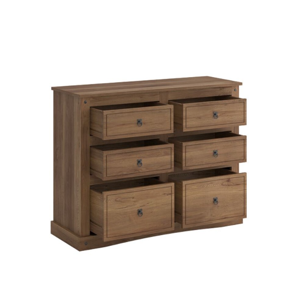 Cómoda 6 Cajones Madera Natural - Linea Mexicana Oscuro
