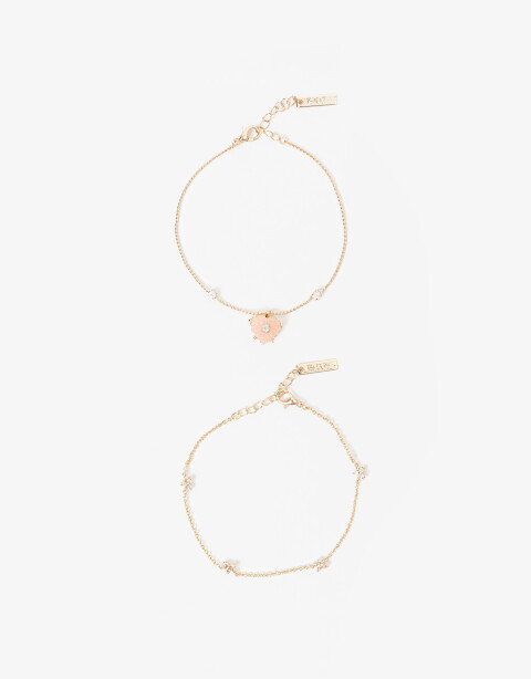 Pulseras Flexibles Sets Strass Set De Pulseras Flexibles Multi Charm - Dorado