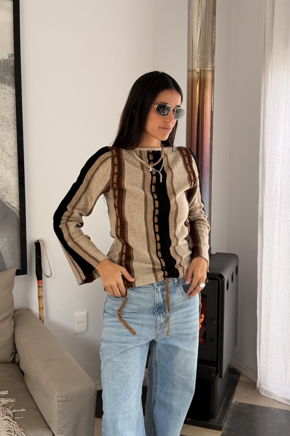 Golden Bridge Sweater Beige / Negro