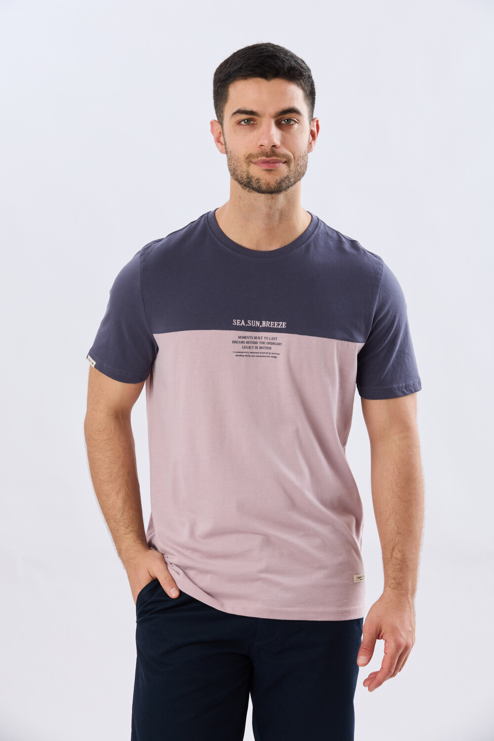 REMERA RAYADA DE ALGODÓN Piedra