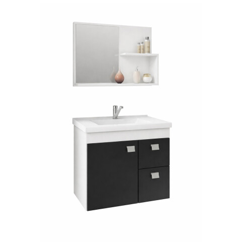 Mueble Para Baño Mgm Móveis Kit Hortencia Con Bacha Color Blanco Y Mueble Blanco/negro Mueble Para Baño Mgm Móveis Kit Hortencia Con Bacha Color Blanco Y Mueble Blanco/negro