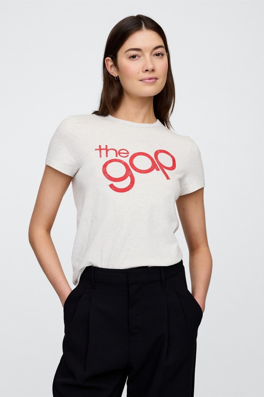 Remera Gràfico Manga Corta Mujer Pale Grey Heather Bc01