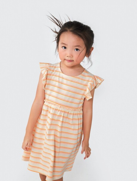 VESTIDO INFANTIL CON RAYAS NARANJA