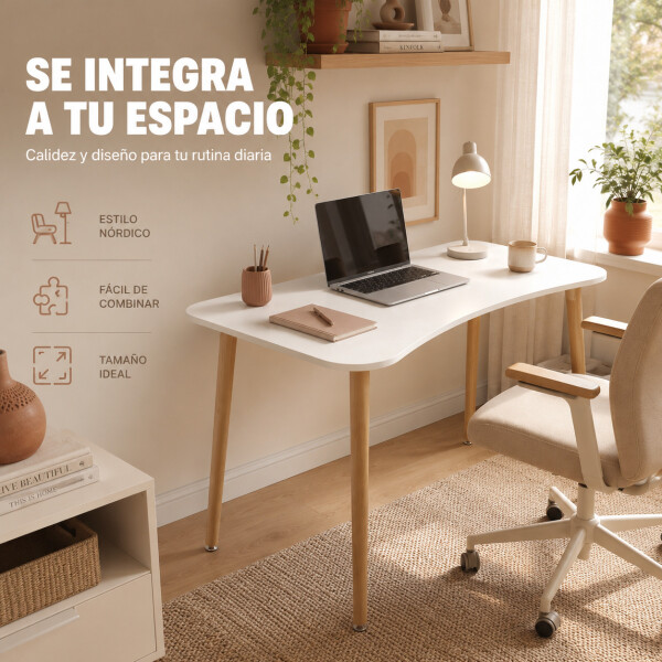 Escritorio Combohome Milan Mesa 100 Cm Laqueada Home Office Color Blanco