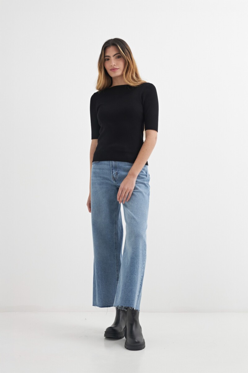 Sweater cuello bote NEGRO