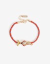 Pulseras Flexibles Color Pulsera Cordón Y Dijes - Dorado