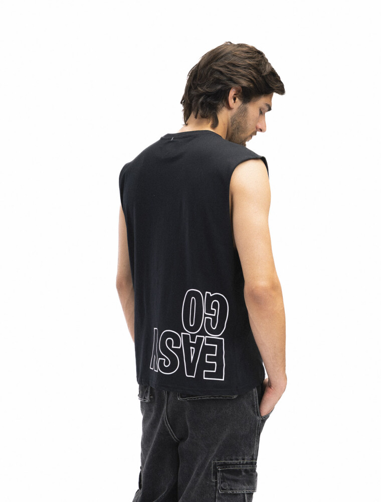 Musculosa Estampada Oversize Negro New York
