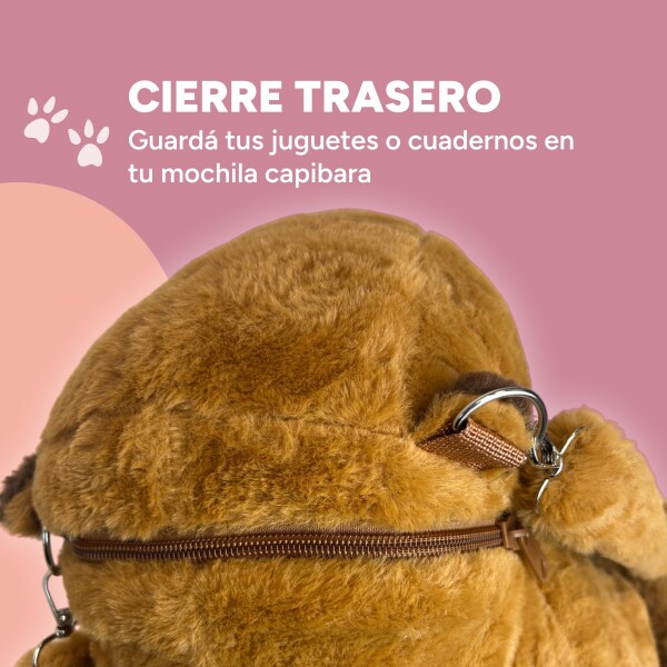 Mochila Infantil Capibara Peluche con Cierre y Flor Amarilla Diseño Capibara Flor Amarilla