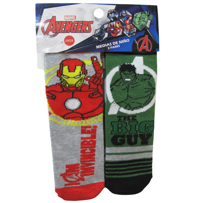 Medias Infantiles Marvel x2 Avengers Gris - Rojo - Verde