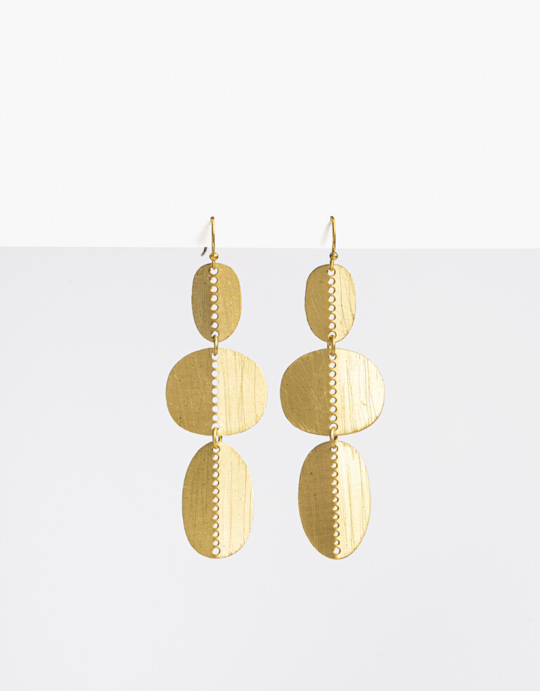 Aros Colgantes Largos Bronce Aros Largos Bronce Chapones - Dorado Bronce