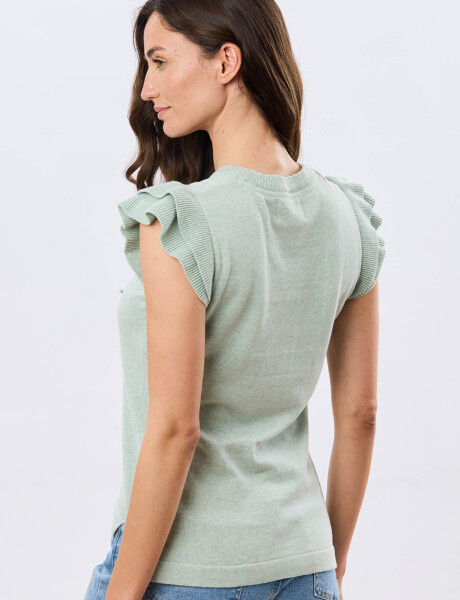 REMERA TEJIDA CON VOLADO Verde