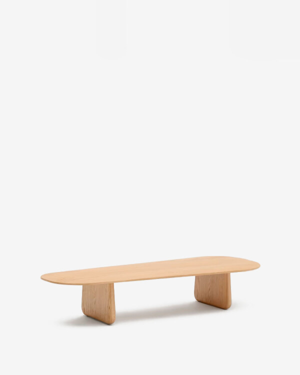 Mesa de centro Pirita de madera maciza de roble con acabado natural 146 x 56,5 cm FSC 100%