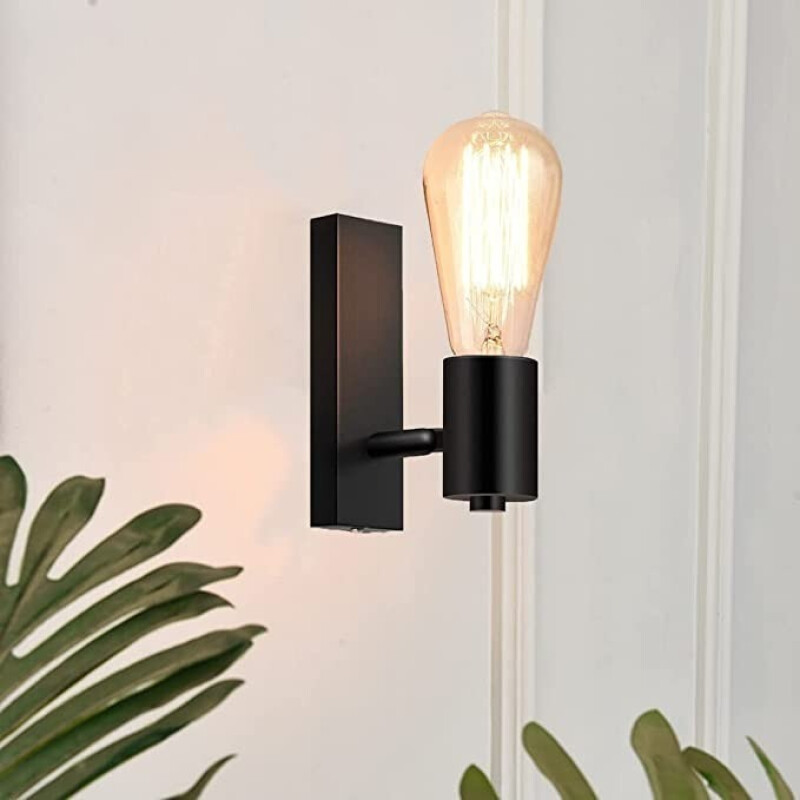 Aplique Pared Nórdico Metal Madera Vintage Retro Giratorio Negro