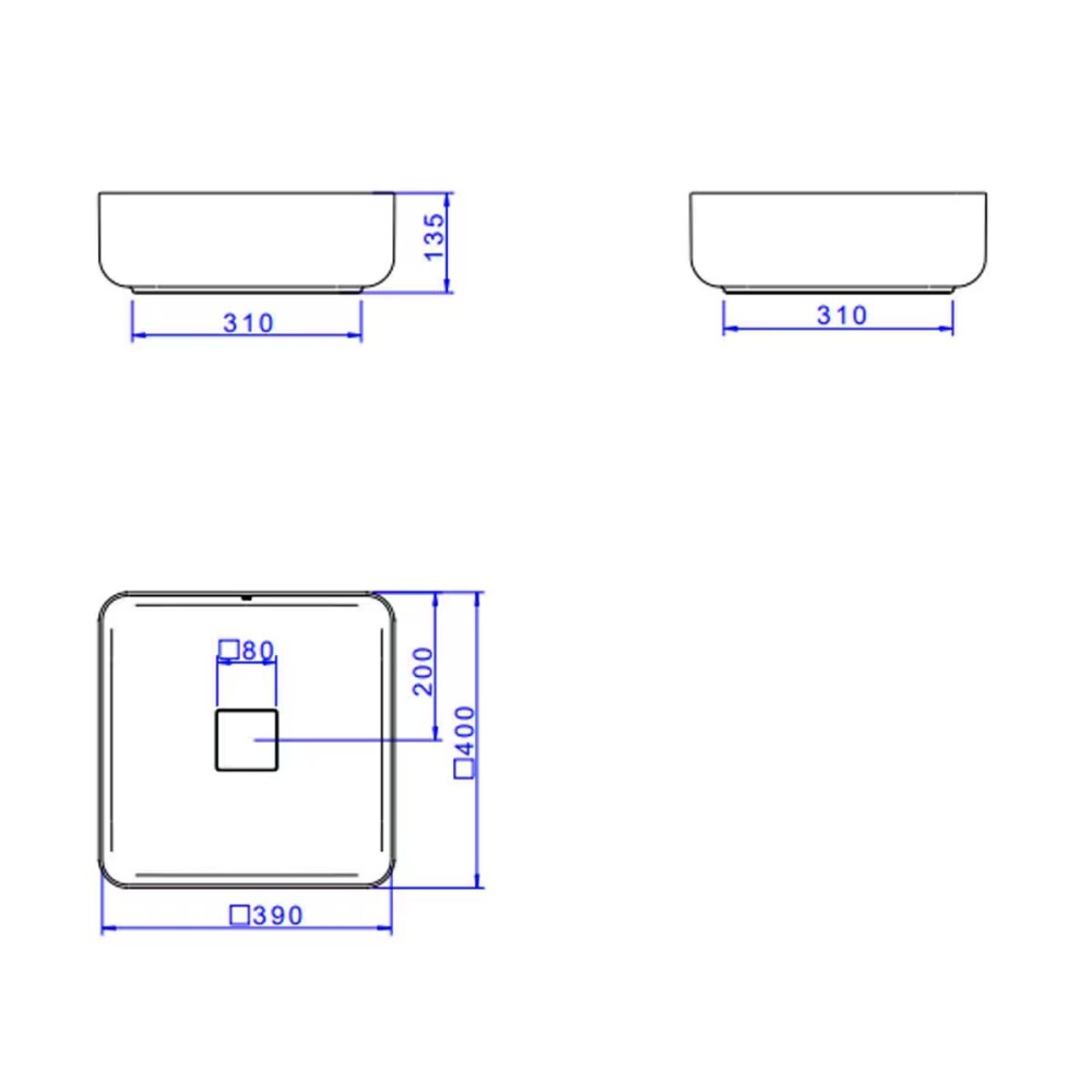 Bacha de apoyo cuadrada 40 cm blanca brillante Deca Bacha De Apoyo Cuadrada 40 Cm Blanca Brillante Deca