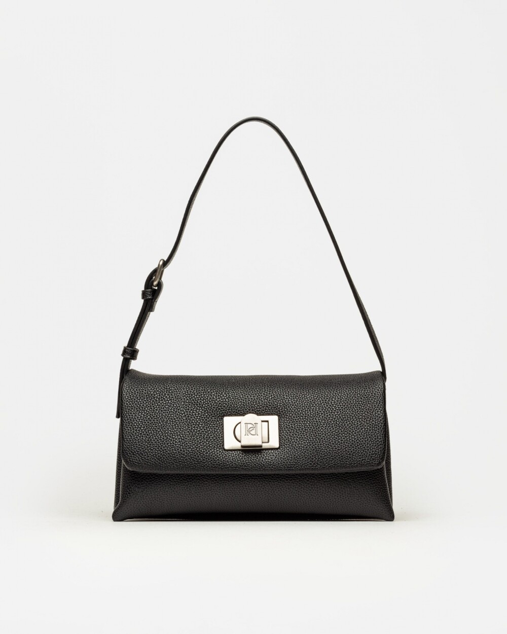 Cartera al hombro Leisure en efecto cuero graneado Negro