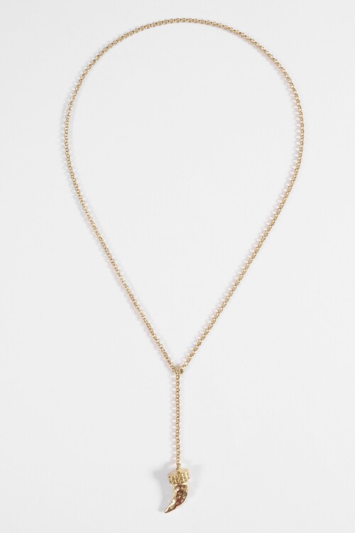 Collar cadena doble vuelta dije cuerno dorado