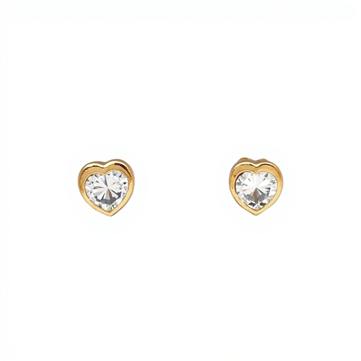 Caravanas Corazón piedra de oro- Oro bajo - Zirconia- CA8062 - conpiedra 