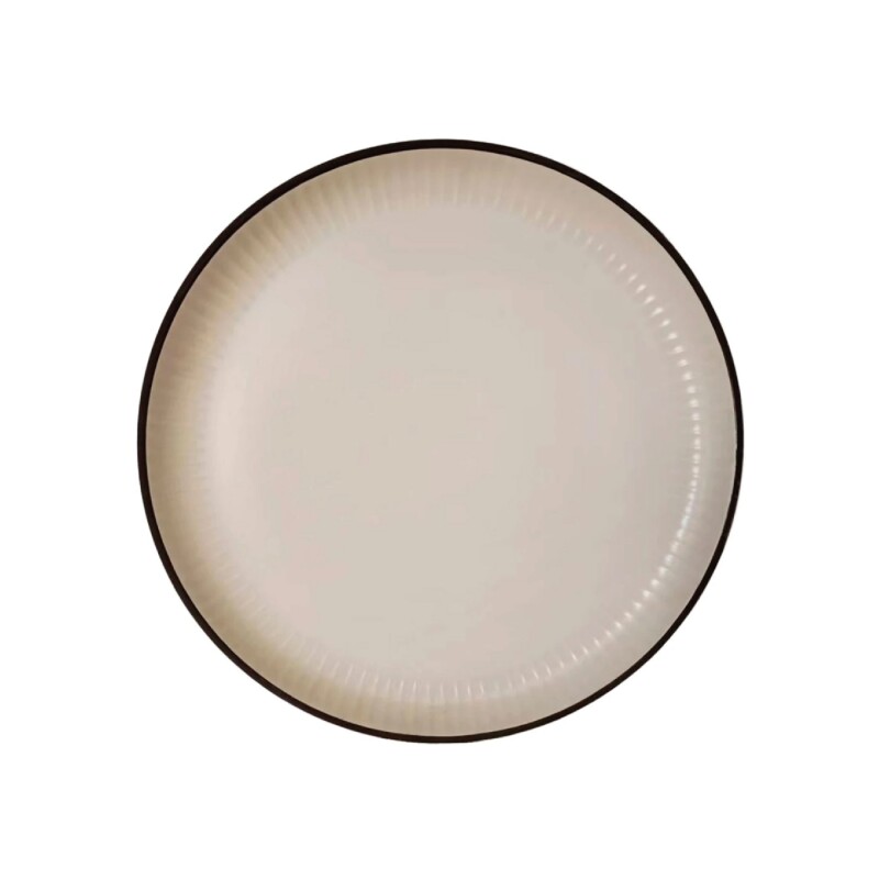 PLATO DE MESA D27CM LINEAS CREMA BORDE NEGRO PLATO DE MESA D27CM LINEAS CREMA BORDE NEGRO