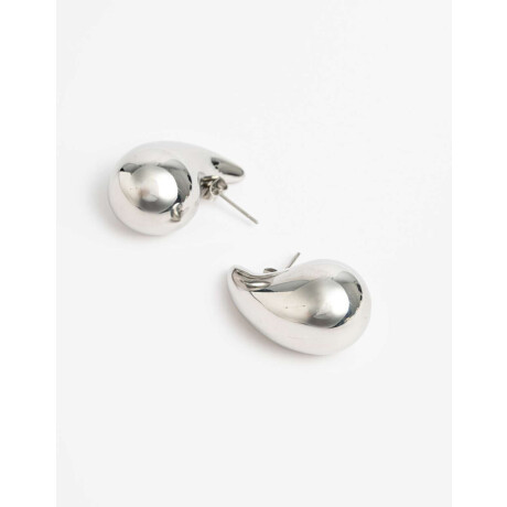 Aros Colgantes Cortos Metal Plateado