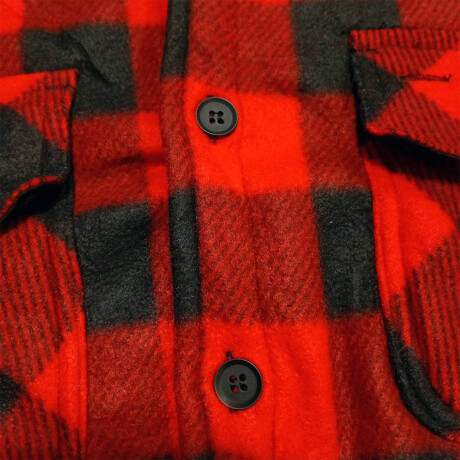 Campera Camisa Leñadora Cangurito Capucha Botones Rojo