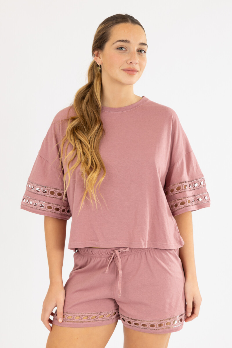 Cotton lace pj - Marron 