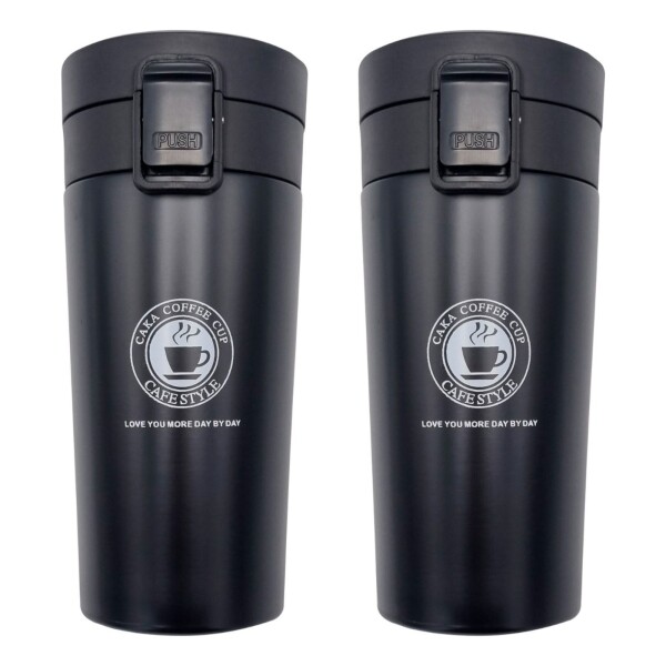 Pack X10 Vaso Taza Térmico Botella 380ml Abre Facil Cafe Te Color Variante Negro