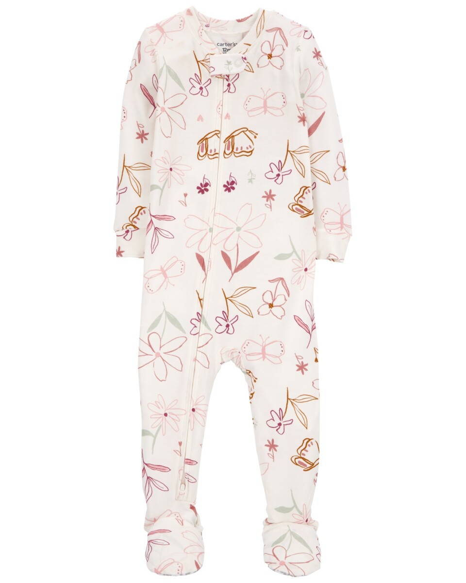 Pijama una pieza de viscosa Ecovero, con pie, diseño floral, línea Purelysoft 