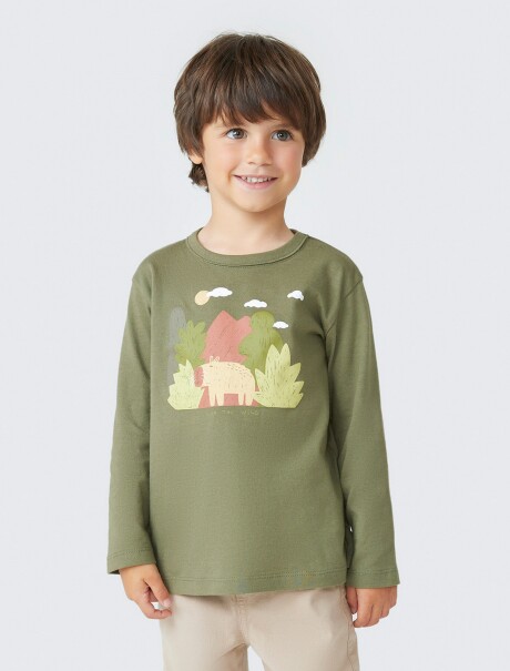 CAMISETA INFANTIL CON ESTAMPA VERDE