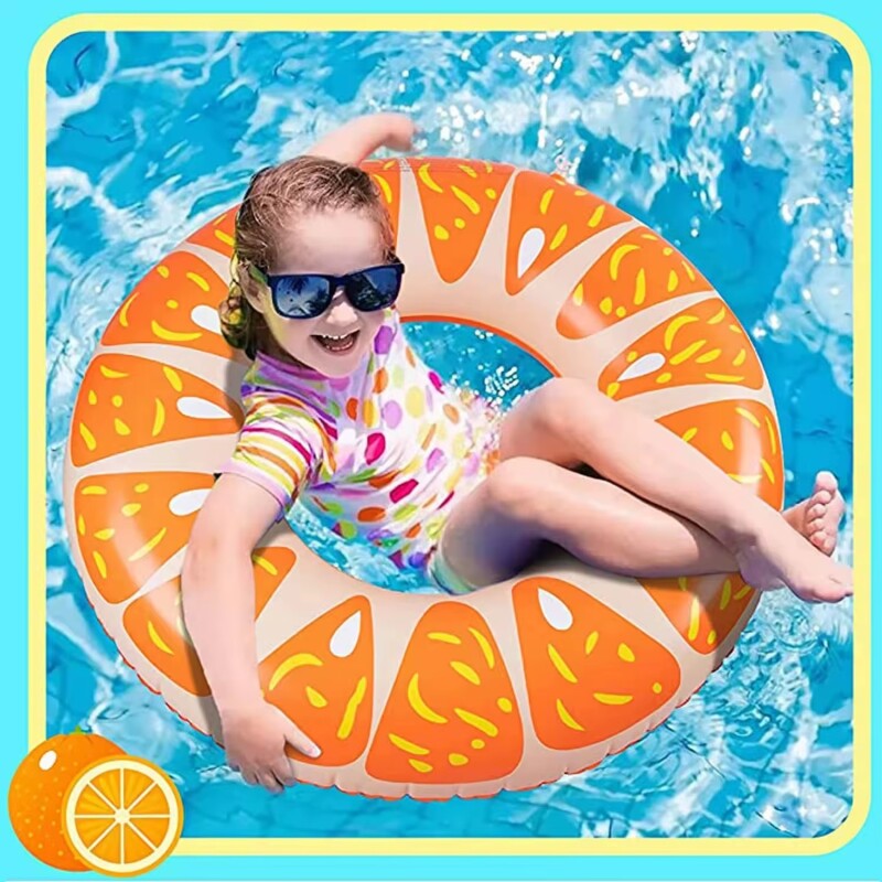 Flotador Inflable Piscina 90cm – Anillo Frutas Multicolor Naranja