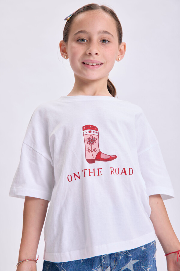 Remera Estampa Bota Blanco