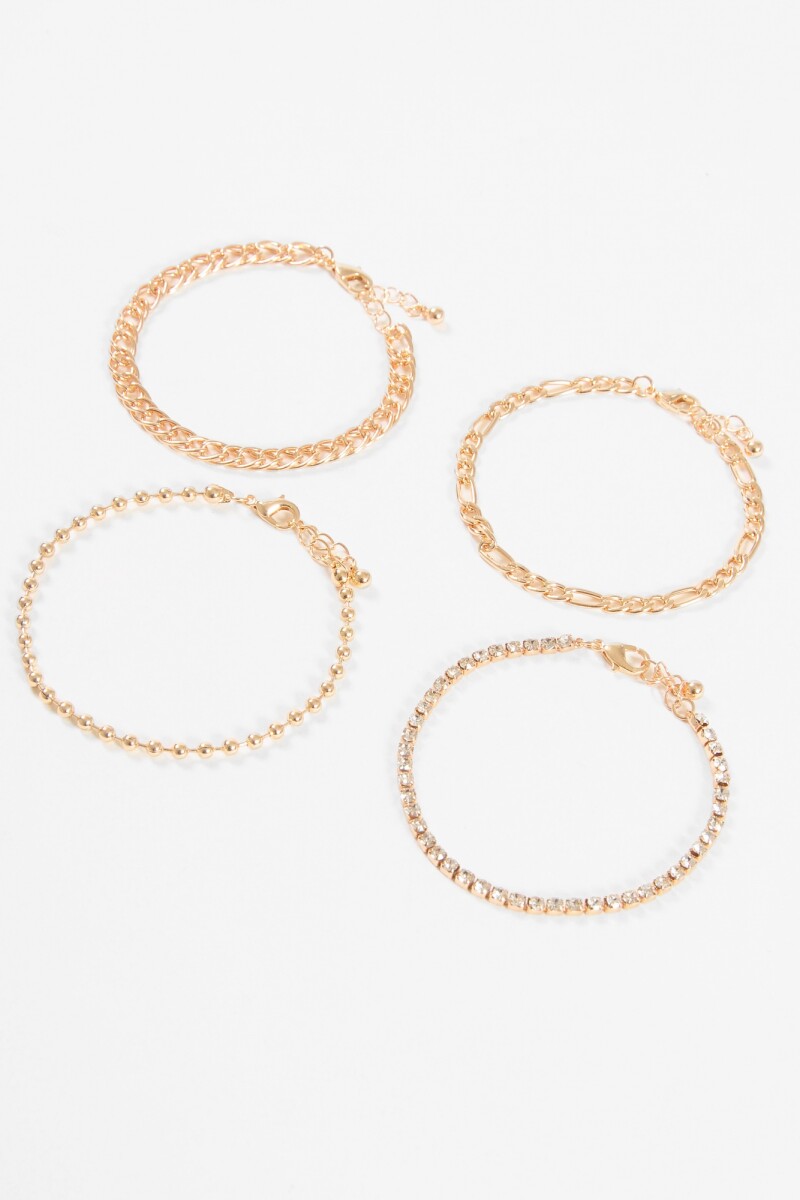 Set de pulseras metálicas dorado