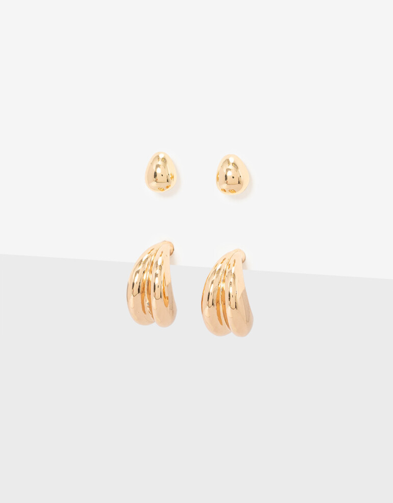 Aros Sets Metal Set De Aros Bold De La Línea Stay Golden. - Dorado