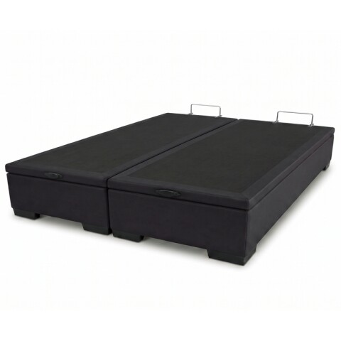 Base Box Baul para Sommier Colchon - Estructura Madera Maciza - Negro 178 x 198 x 35 cm Doble