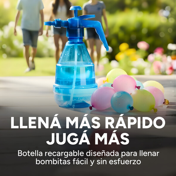 Bombitas De Agua 300 Unidades + Botella De Recarga Color Azul