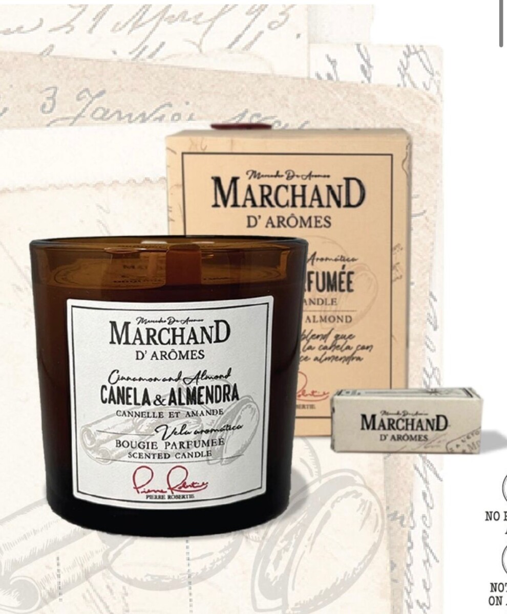VELA AROMATICA DE SOJA MARCHAND - CANELA & ALMENDRAS 
